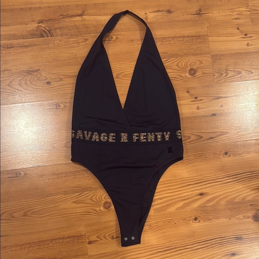 Savage X Fenty Black Halter Bodysuit
